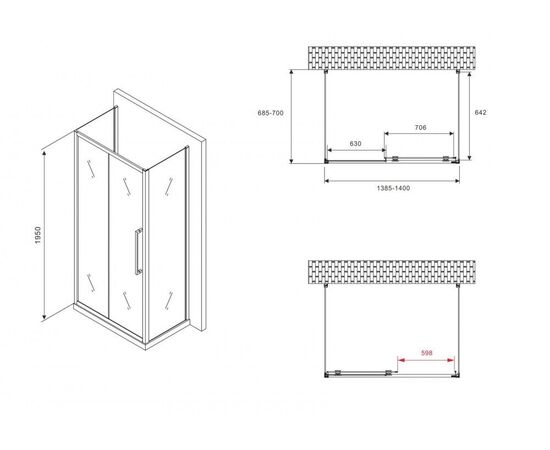 Душевой уголок ABBER Schwarzer Diamant AG30140BMH-S70BM-S70BM_, изображение 5