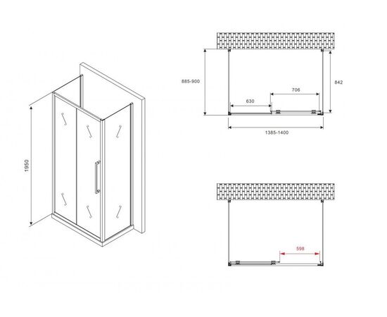 Душевой уголок ABBER Schwarzer Diamant AG30140BMH-S90BM-S90BM_, изображение 5