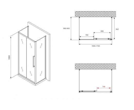 Душевой уголок ABBER Schwarzer Diamant AG30170BMH-S90BM-S90BM_, изображение 5