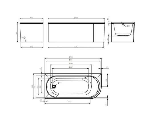 Ванна акриловая AM.PM X-Joy W94A-170L70W-ARP угловая левосторонняя 170x70 см с панелью и каркасом_, изображение 9