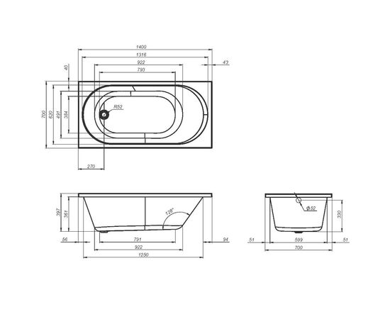 Ванна акриловая AM.PM X-Joy W94A-140-070W-A 140х70 см_, изображение 9