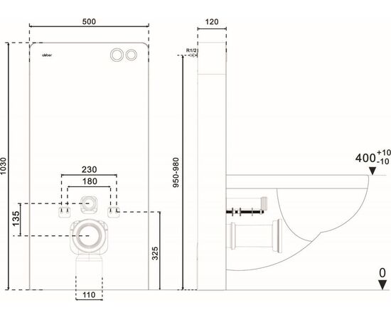 Инсталляционный модуль внешнего монтажа ABBER AC0107MW для подвесного унитаза белый_, изображение 4