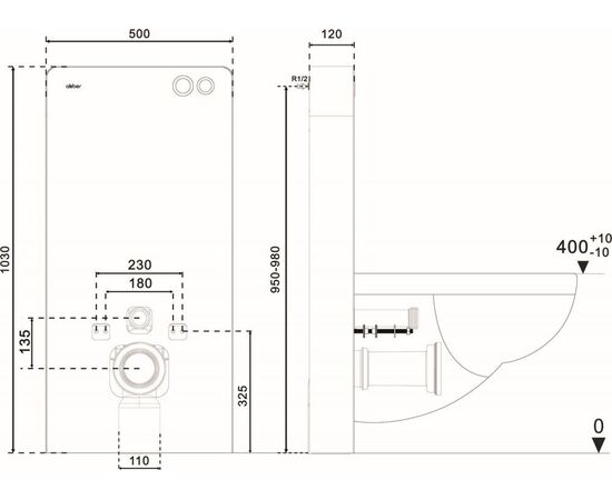 Инсталляционный модуль внешнего монтажа ABBER AC0107MB для подвесного унитаза черный_, изображение 4