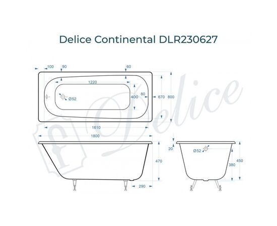 Ванна чугунная Delice Continental 180х80 DLR230627_, изображение 2