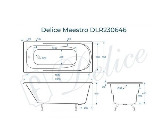 Ванна чугунная Delice Maestro 200х85 DLR230646_, изображение 2
