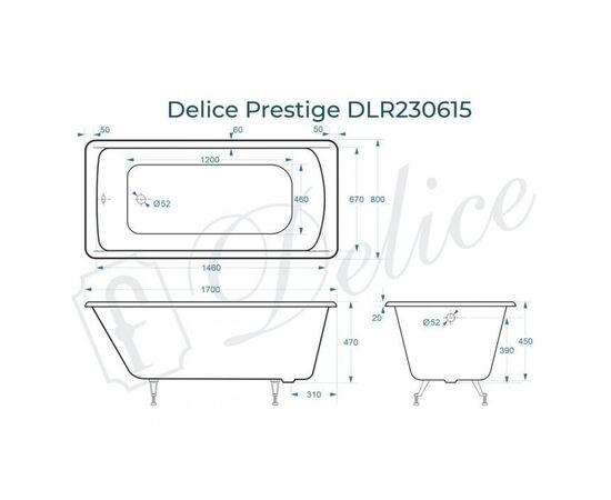 Ванна чугунная Delice Prestige 170х80 DLR230615_, изображение 2