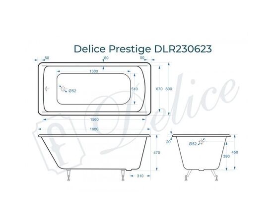 Ванна чугунная Delice Prestige 180х80 DLR230623_, изображение 2