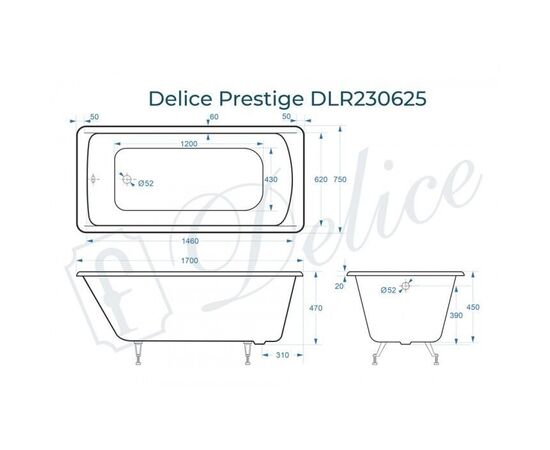 Ванна чугунная Delice Prestige 170х75 DLR230625_, изображение 2