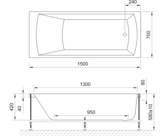 Акриловая ванна Royal Bath Vienna 150x70 с каркасом RB953201K_, изображение 3