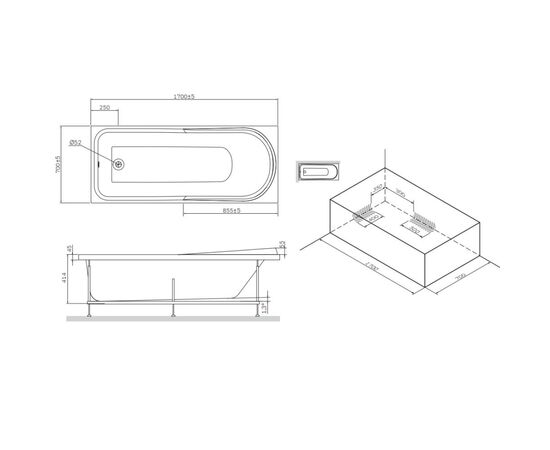 Акриловая ванна AM.PM Like 170x70 с каркасом W80A-170-070W-R_, изображение 10