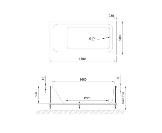 Акриловая ванна Royal Bath Accord 180x90 с каркасом RB627100K_, изображение 3