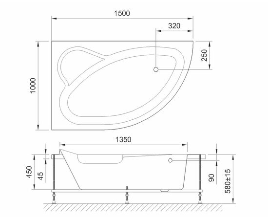 Гидромассажная ванна Royal Bath ALPINE STANDART 150x100x58L_, изображение 2