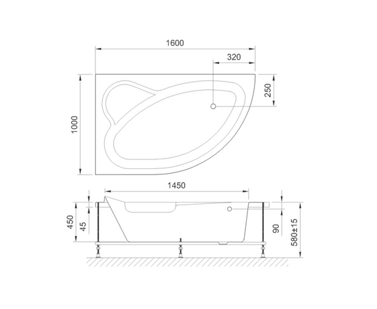 Акриловая ванна Royal Bath Alpine 160x100 L с каркасом RB819101K_, изображение 3