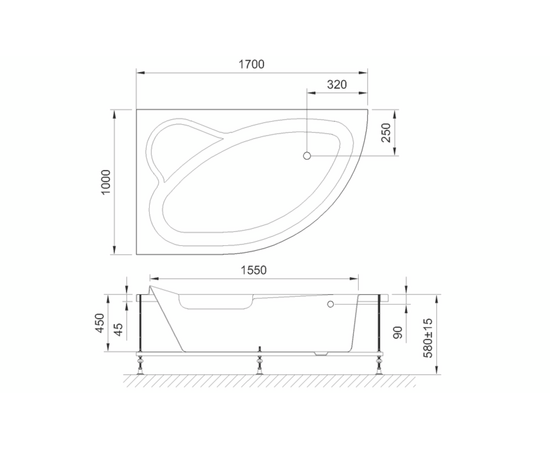 Акриловая ванна Royal Bath Alpine 170x100 L с каркасом RB819102K_, изображение 3