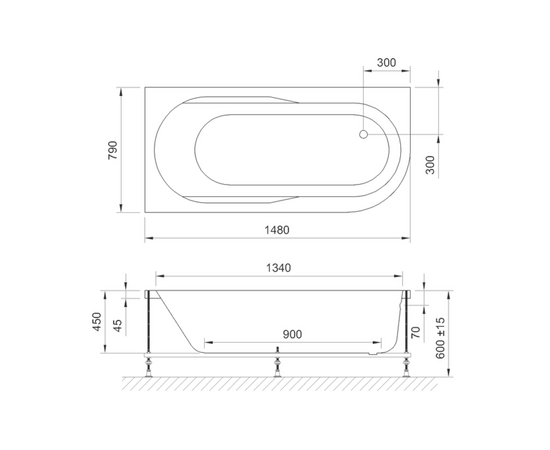 Акриловая ванна Royal Bath Azur 150x80 L с каркасом RB614201K_, изображение 3