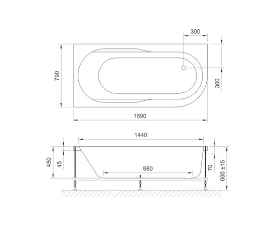 Акриловая ванна Royal Bath Azur 160x80 L с каркасом RB614202K_, изображение 3