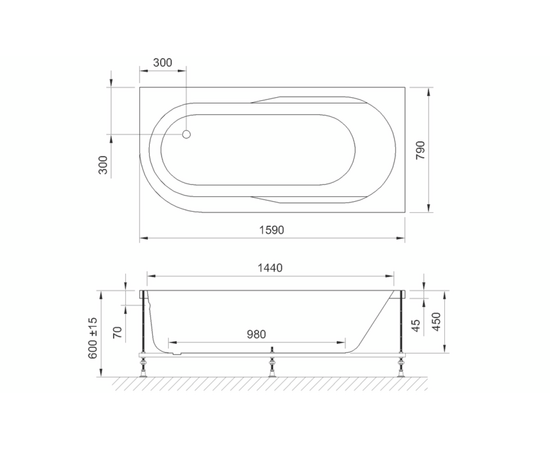 Акриловая ванна Royal Bath Azur 160x80 R с каркасом RB614202K_, изображение 3