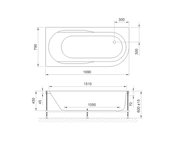 Акриловая ванна Royal Bath Azur 170x80 L с каркасом RB614203K_, изображение 3