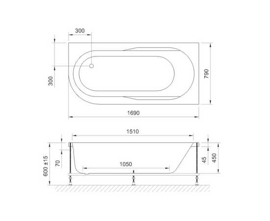 Акриловая ванна Royal Bath Azur 170x80 R с каркасом RB614203K_, изображение 3