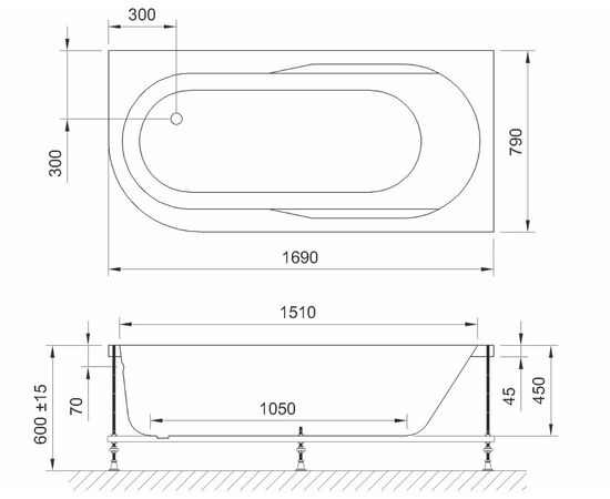 Гидромассажная ванна Royal Bath AZUR DE LUXE 170x80x60R_, изображение 2