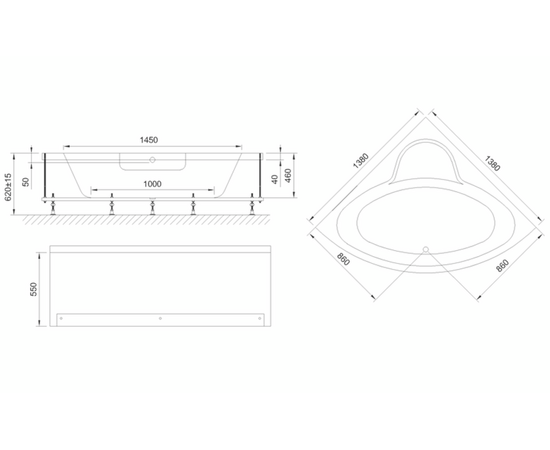 Акриловая ванна Royal Bath Fanke 140x140 с каркасом RB581200K_, изображение 3
