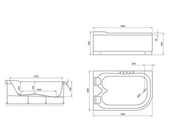 Акриловая ванна Royal Bath Norway 180x120 L с каркасом_, изображение 2