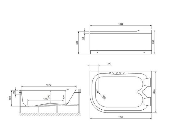 Акриловая ванна Royal Bath Norway 180x120 R с каркасом_, изображение 2