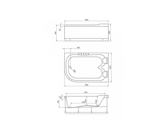 Акриловая ванна Royal Bath Norway De Luxe 180x120 R с гидромассажем_, изображение 2