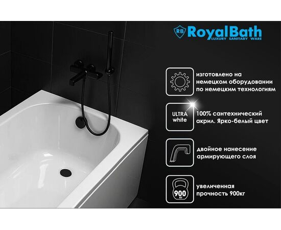 Акриловая ванна Royal Bath Alpine 150x100 R с каркасом RB819100K_, изображение 5