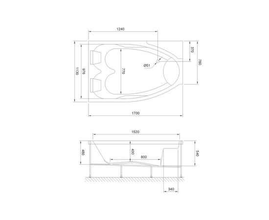 Акриловая ванна Royal Bath Shakespeare 170x110 L с каркасом_, изображение 3
