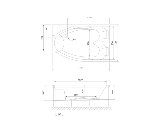 Акриловая ванна Royal Bath Shakespeare 170x110 R с каркасом_, изображение 3