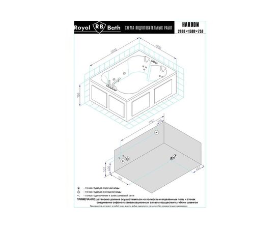 Акриловая ванна Royal Bath Hardon De Luxe 200x150 с гидромассажем_, изображение 6