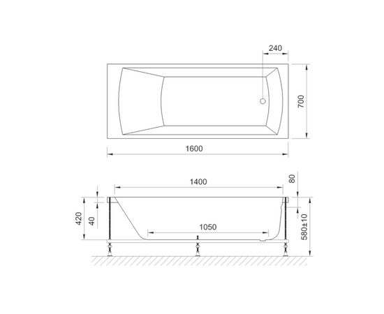 Акриловая ванна Royal Bath Vienna 160x70 с каркасом RB953202K_, изображение 3