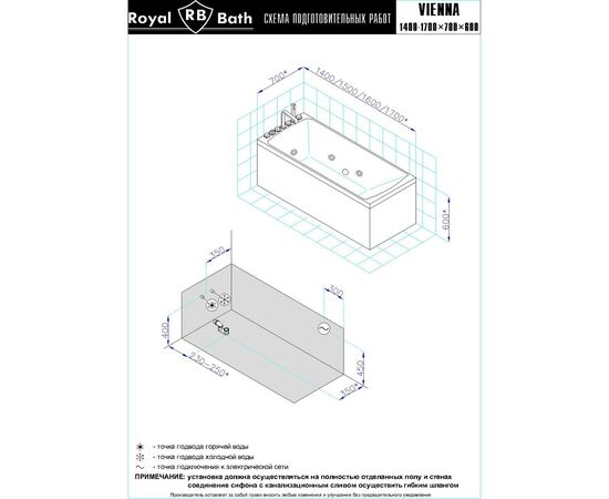 Гидромассажная ванна Royal Bath VIENNA STANDART 150x70x58_, изображение 3