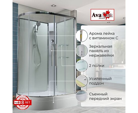Душевая кабина AvaCan EM3912RNT без крыши прозрачная_, изображение 2