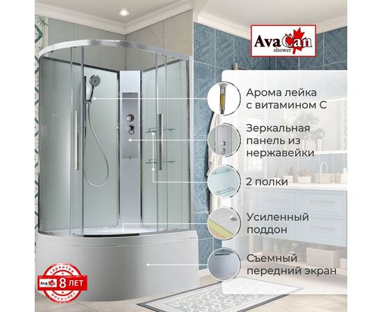 Душевая кабина AvaCan EM5811RNT без крыши прозрачная_, изображение 2