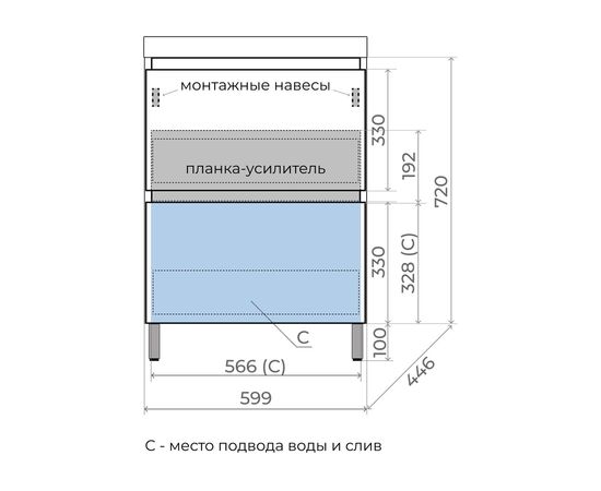 Тумба напольная Style Line Манхэттен 60 под раковину ASTI 60 2 ящика олива_, изображение 5