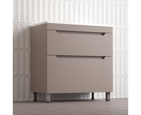 Тумба напольная Style Line Остин под раковину Фортуна 80 2 ящ тауп темный PLUS_, изображение 2