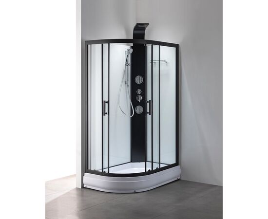 Душевая кабина Taliente TA-128CB(R) с гидромассажем 120х80х220 см правая профиль черный Optiwhite без крыши, Профиль: Черный, Установка: Правая_, изображение 2