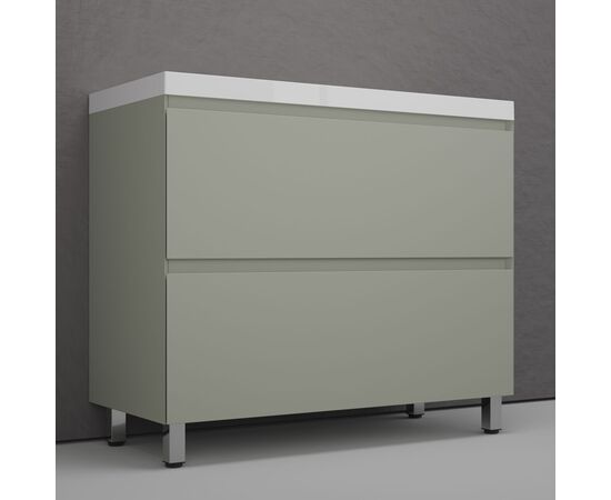 Тумба напольная Style Line Манхэттен 100 под раковину ASTI 100 2 ящика олива_, изображение 2