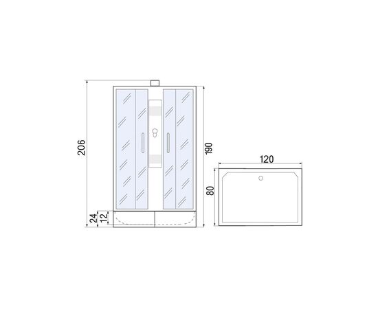 Душевая кабина River QUADRO Б/К 120/80/24МТ_, изображение 2