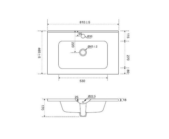 Раковина мебельная AM.PM Sense M7BWCC0802WG керамическая 80 см встроенная белый глянец_, изображение 4