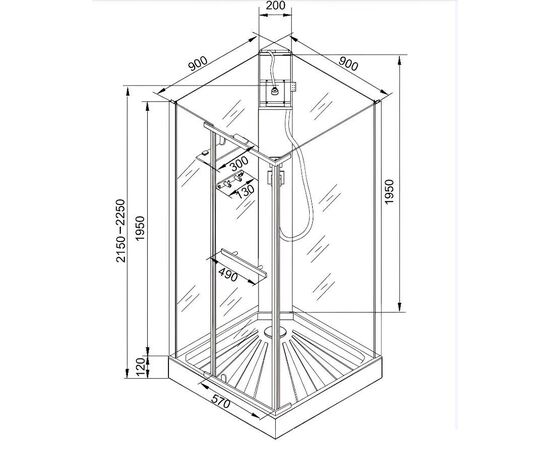 Кабина душевая Ceruttispa MiMi90B 90x90x215-225_, изображение 5