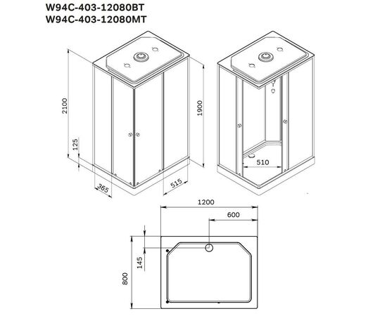 Душевая кабина AM.PM X-Joy W94C-403-12080BT 120x80 см без гидромассажа, Размер: 120х80_, изображение 9