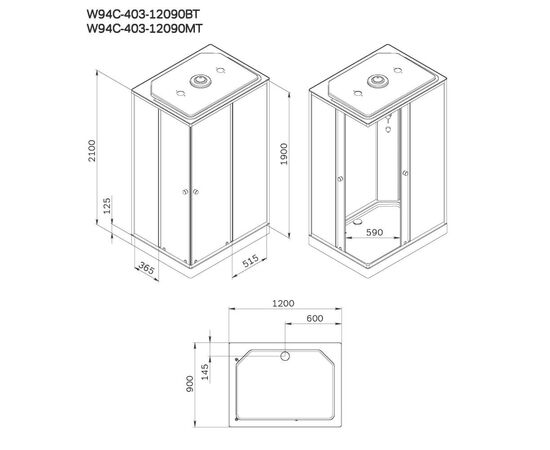 Душевая кабина AM.PM X-Joy W94C-403-12090BT 120x90 см без гидромассажа, Размер: 120х90_, изображение 9