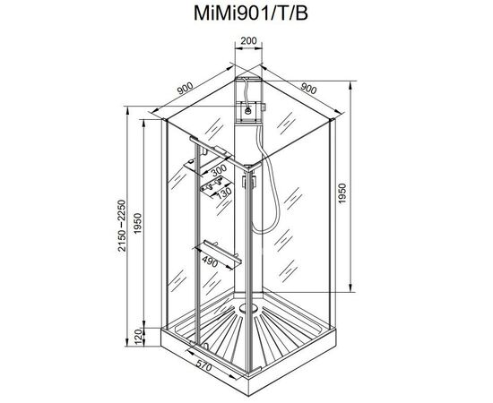 Кабина душевая Ceruttispa MiMi90T 90x90x215-225_, изображение 4