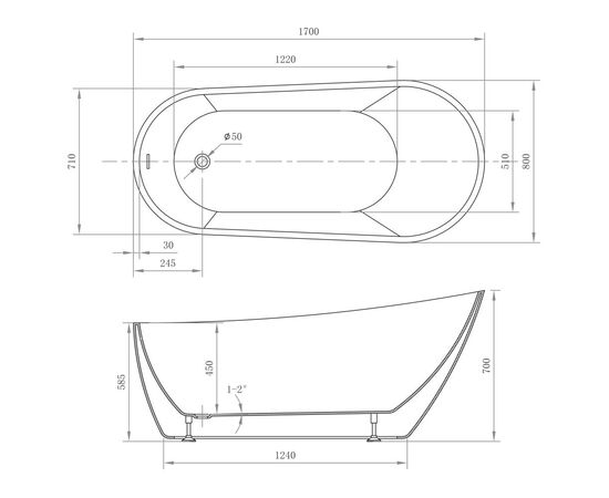 Акриловая ванна ABBER AB9501 белая_, изображение 10