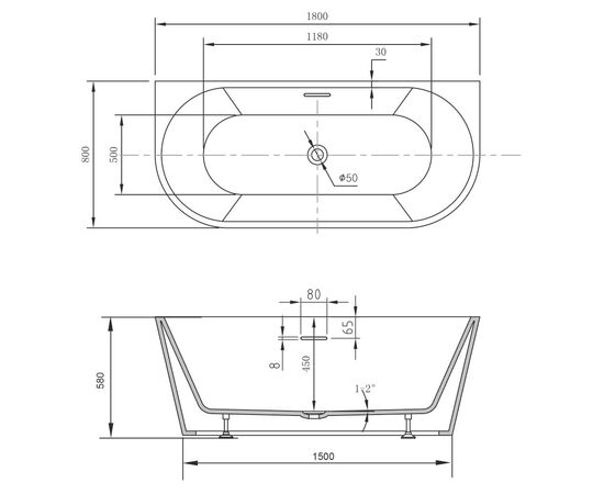 Акриловая ванна ABBER AB9503-1.8 белая, Размер: 180x80_, изображение 10