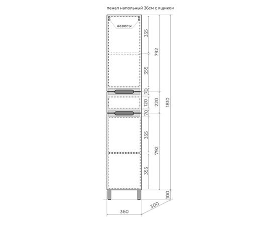 Колонна напольная Style Line Матис ЛС-00002447 36 см 1 ящик белый матовый plus эмаль_, изображение 5