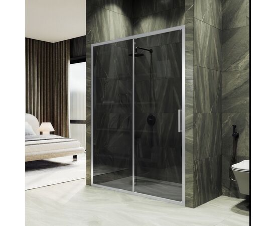 Душевая дверь MaybahGlass MGD-1634-5 раздвижная 1950х1400 стекло 6 мм графит_